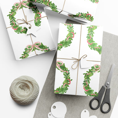 Watercolor Christmas Wreaths Gift Wrapping Paper