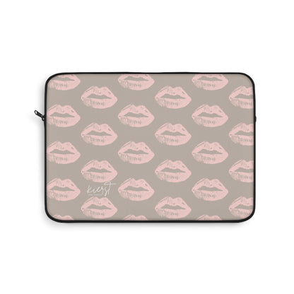 Pillow Talk-Inspired Lips on Oat Laptop Sleeve | Flirty Neutrals for Everyday Glam