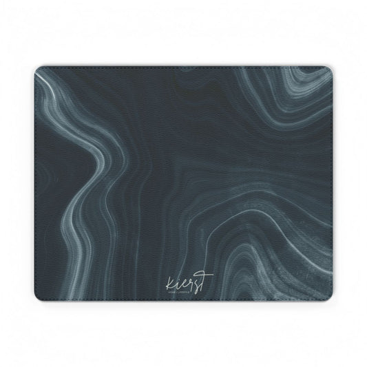 Navy Marble Print Faux Leather Mouse Mat