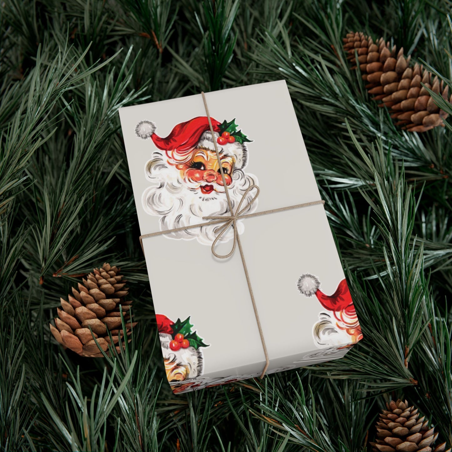 Nostalgic Santa on Bone Gift Wrapping Paper