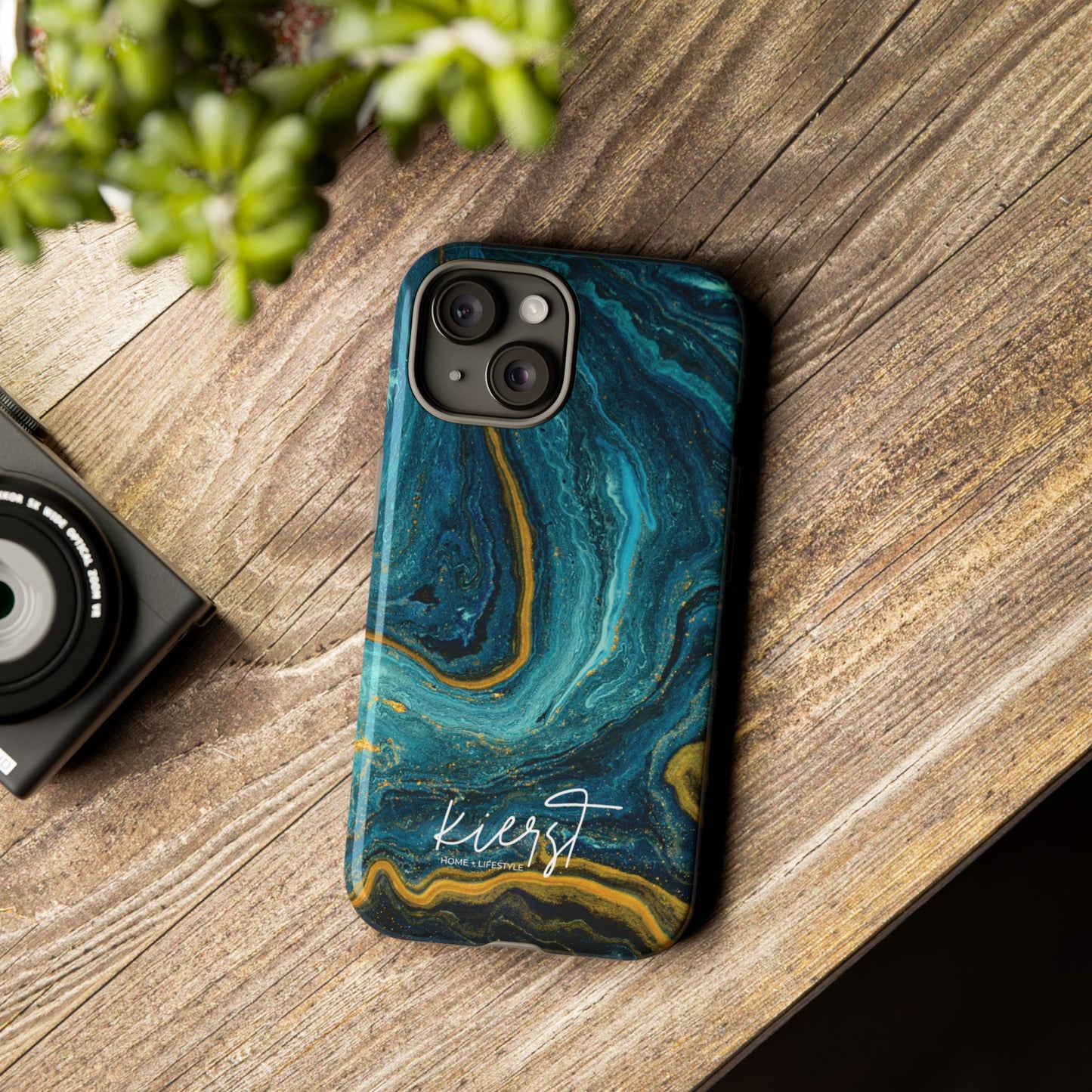 Teal & Gold Marble iPhone Case