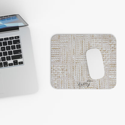 Cream + Gold Tweed Print Mouse Pad