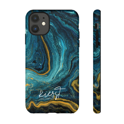 Teal & Gold Marble iPhone Case