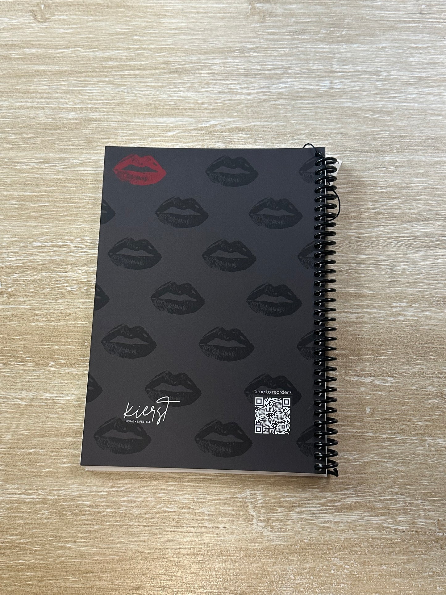 Black + Red Lips on Charcoal Notebook