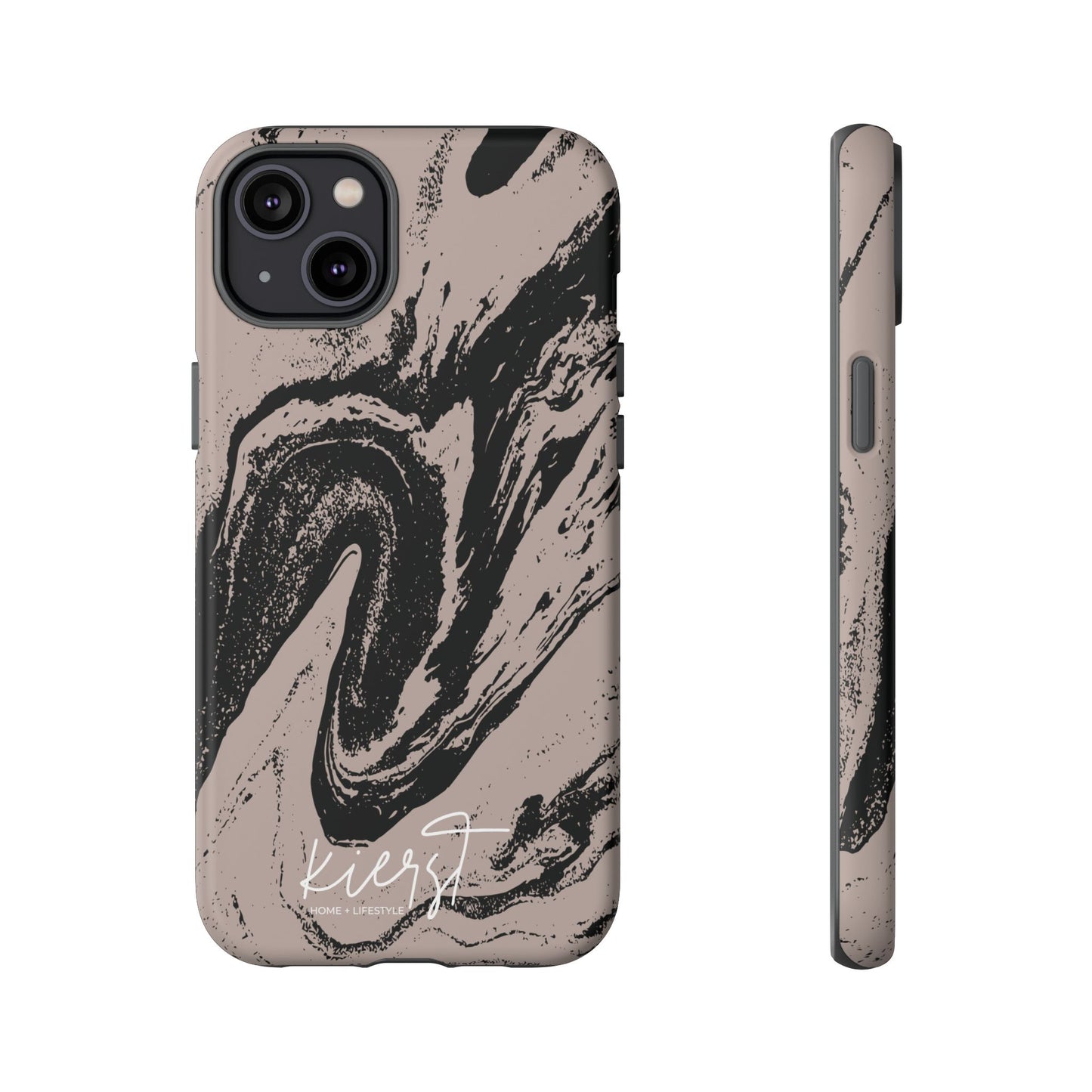 Taupe and Black Marble iPhone Case