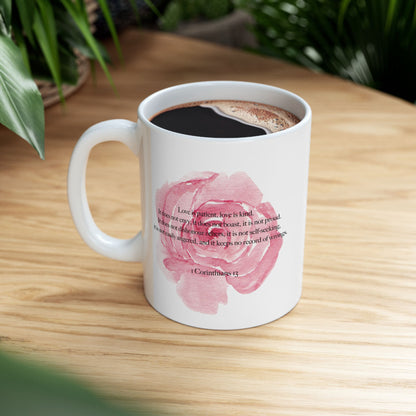 Love Is Patient Mug – Blush Watercolor Rose