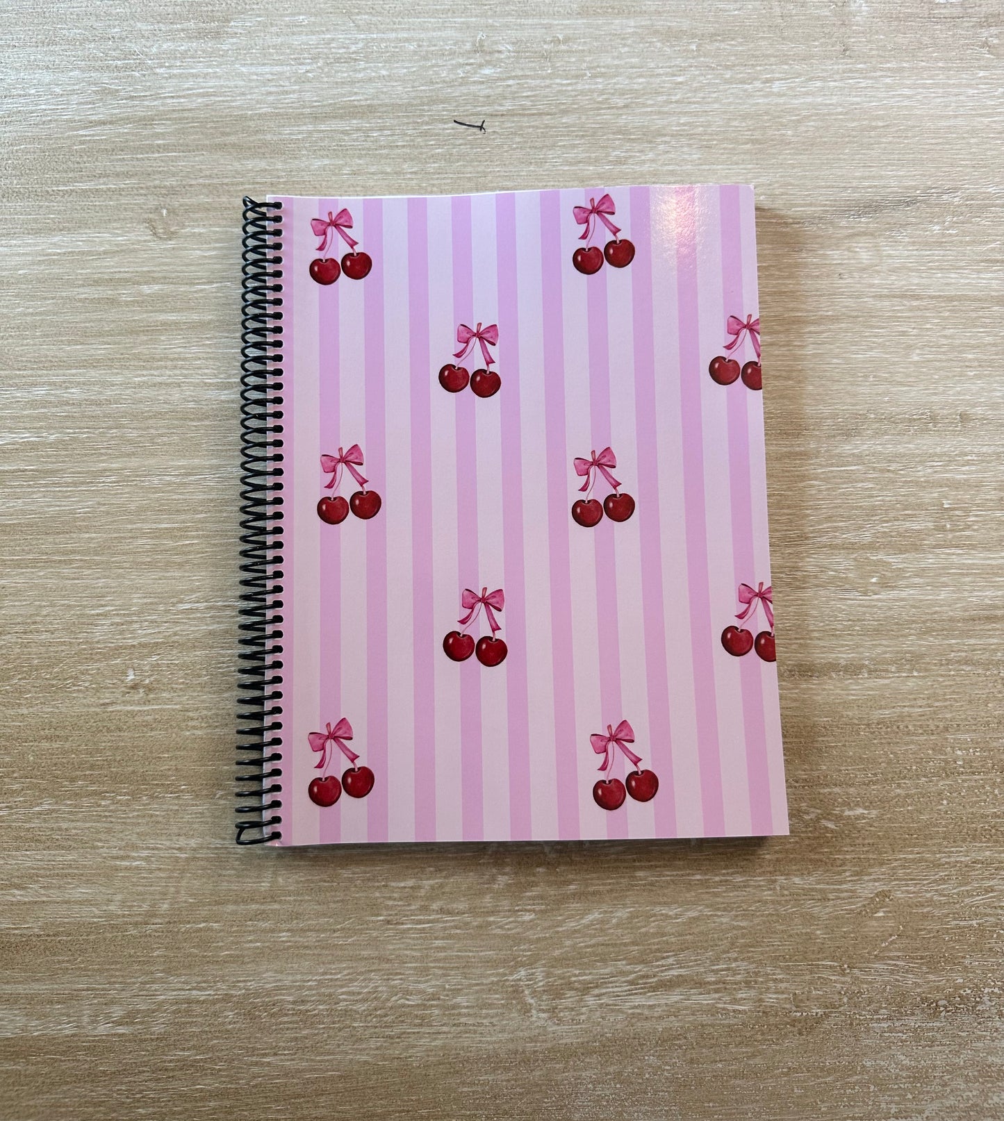 Cherries on Pink Stripes Notebook