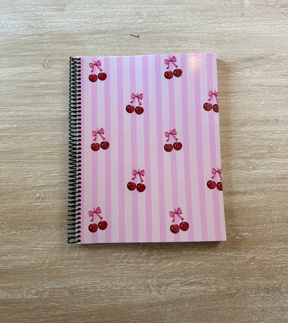 Cherries on Pink Stripes Notebook