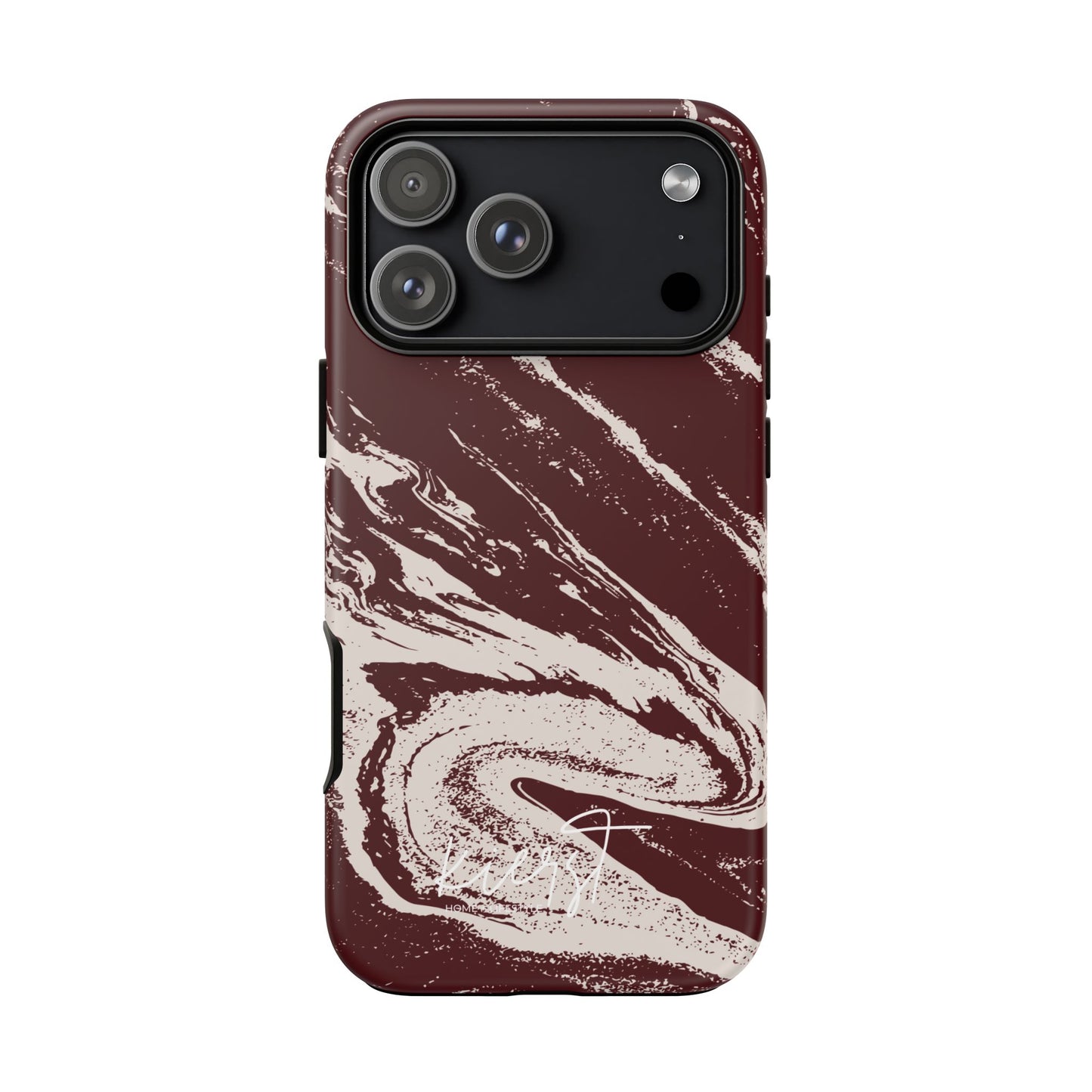 Cream Marble on Signature Velvet Noir iPhone Case