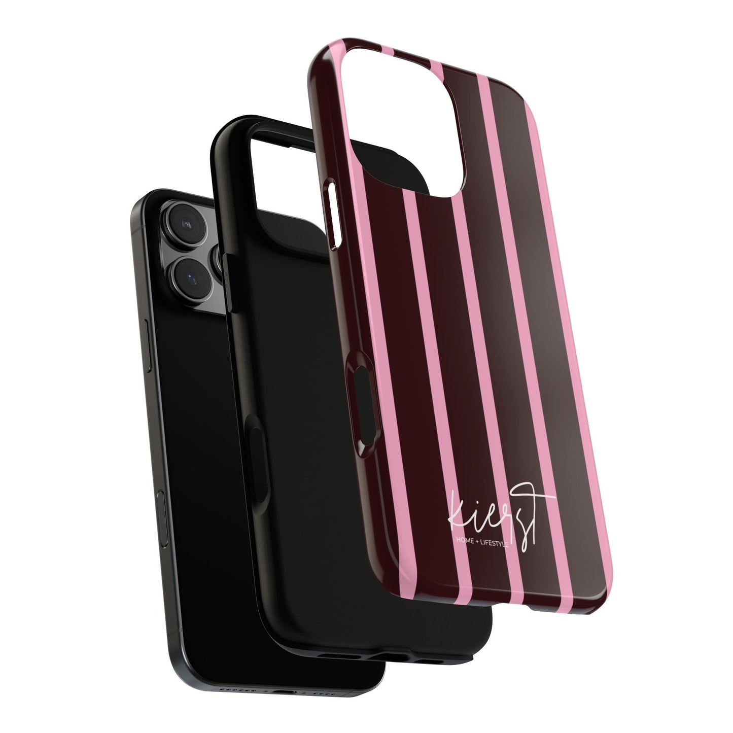 Signature Velvet Noir + Pink Stripes iPhone Case