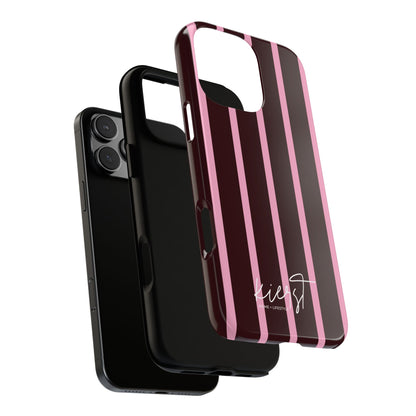 Signature Velvet Noir + Pink Stripes iPhone Case