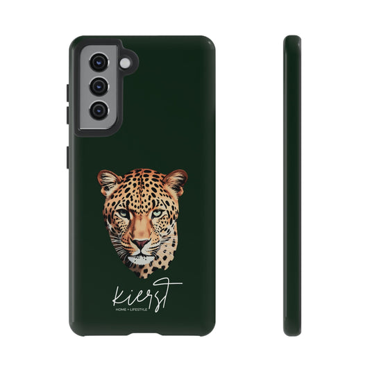 Leopard Head on Signature Midnight Pine Samsung Galaxy Case | Bold. Luxe. Unapologetic.