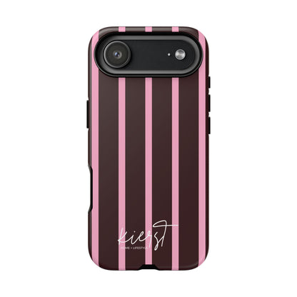 Signature Velvet Noir + Pink Stripes iPhone Case