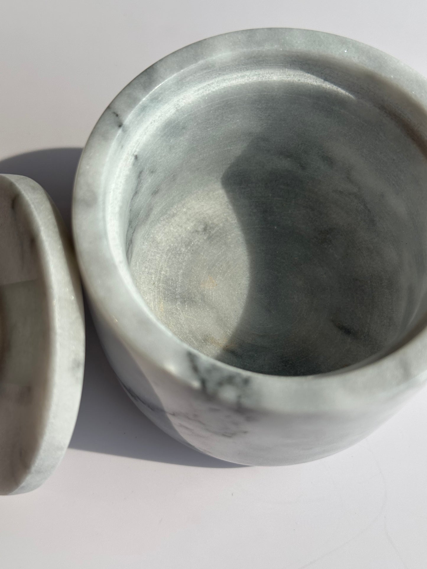 Marble Spice Cellar with Lid | Luxe Kitchen Storage in White and Grey or Black Marble