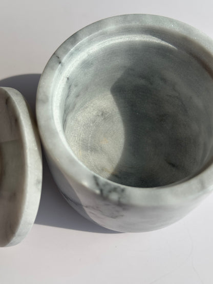 Marble Spice Cellar with Lid | Luxe Kitchen Storage in White and Grey or Black Marble