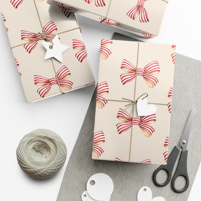 Red and Cream Bow Gift Wrapping Paper