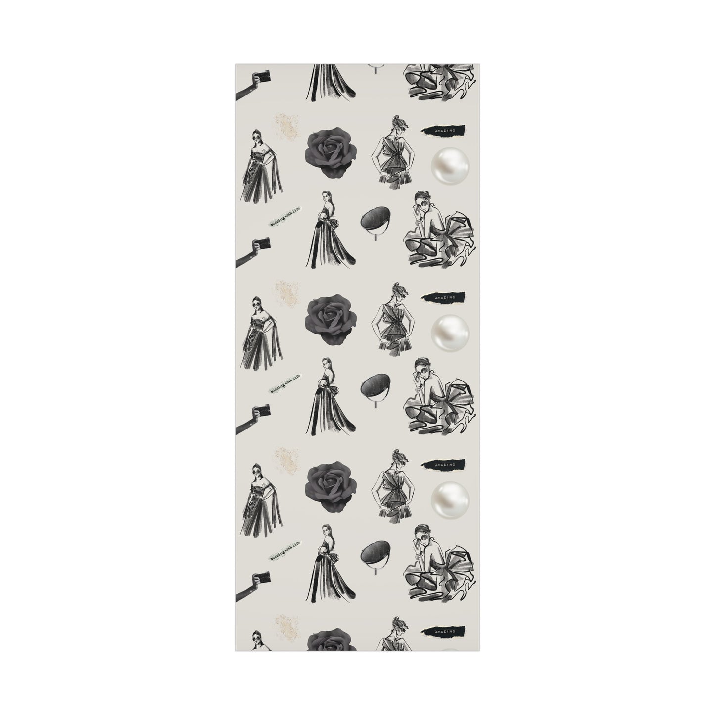 B&W Fashion Themed on Bone Gift Wrapping Paper