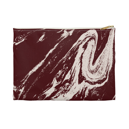 Cream Marble on Signature Velvet Noir Accessory Pouch