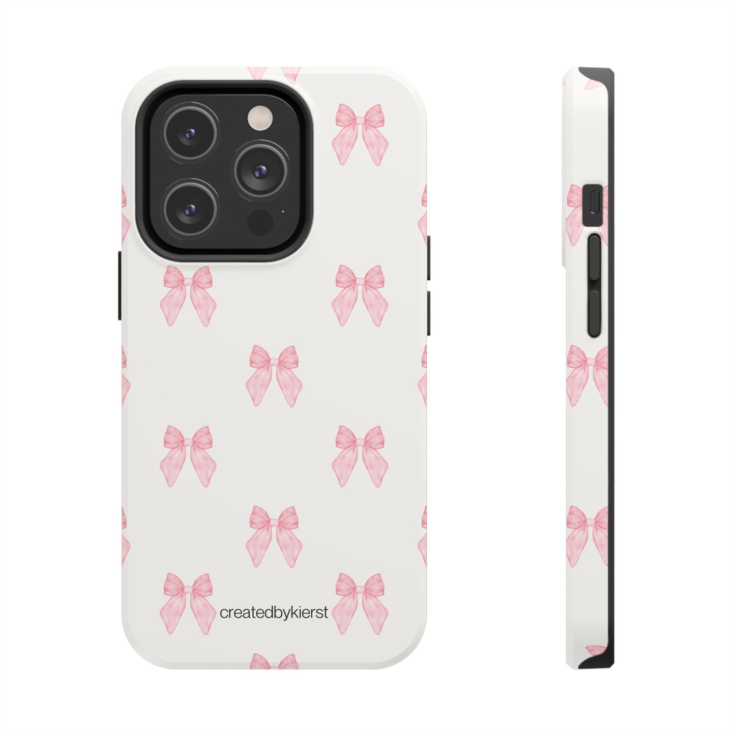 Pink Multiple Bows on Beige iPhone Case