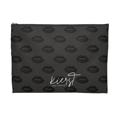 Black Lips on Charcoal Accessory Pouch | Quietly Bold