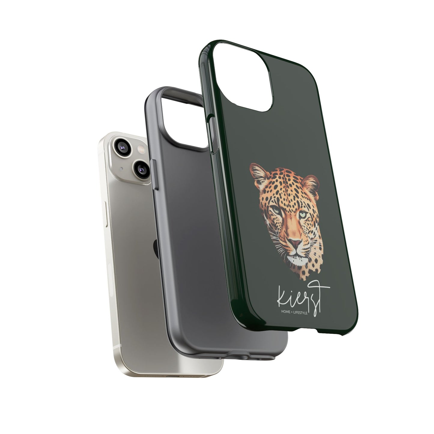 Leopard Head on Signature Midnight Pine iPhone Case | Designed to Stand Out