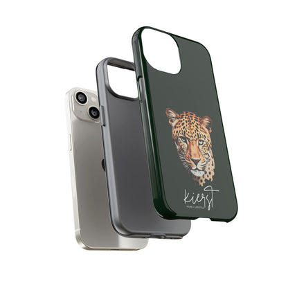 Leopard Head on Signature Midnight Pine iPhone Case | Designed to Stand Out