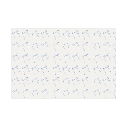 Multiple Thin Blue Bows Wrapping Paper