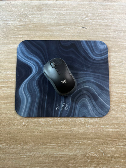 Navy Marble Mouse Pad