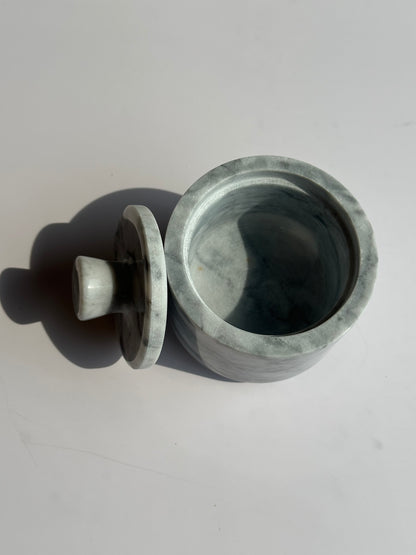 Marble Spice Cellar with Lid | Luxe Kitchen Storage in White and Grey or Black Marble