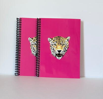 Leopard Head on Signature Hot Pink Notebook | Fierce Color, Wild Confidence - Limited Edition