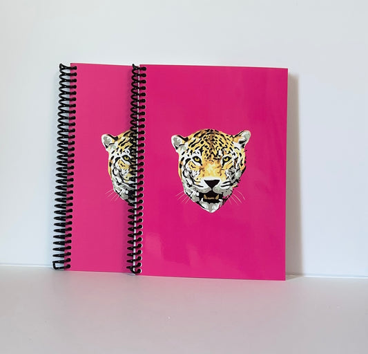 Leopard Head on Signature Hot Pink Notebook | Fierce Color, Wild Confidence - Limited Edition