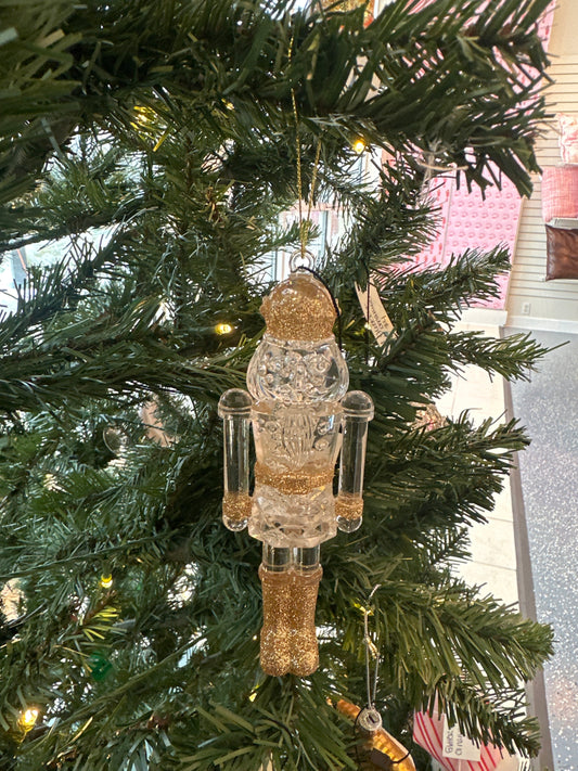 Acrylic & Gold Glitter Nutcracker Ornament