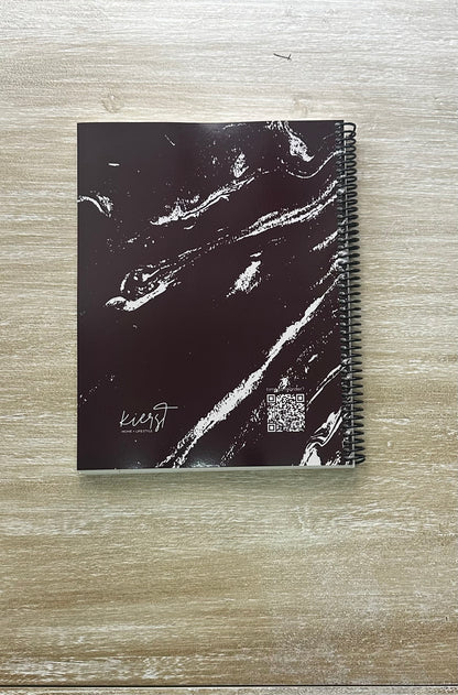 Cream Marble on Signature Velvet Noir Notebook