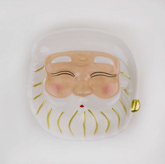 White Santa Dessert Plate