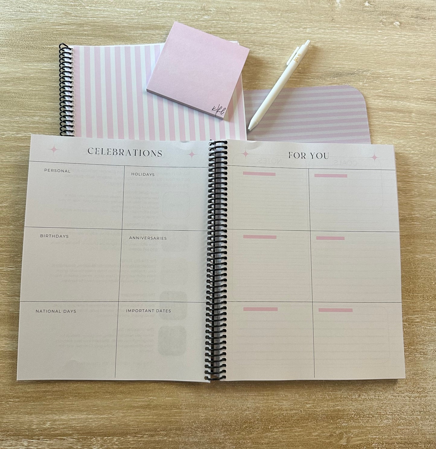 2026 - 2027 Signature Pink + Cream Striped Mid Year Lifestyle Planner