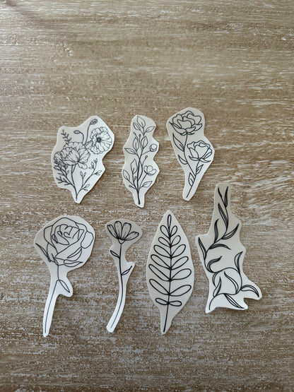 Medium Botanical Fine Line Temporary Tattoos