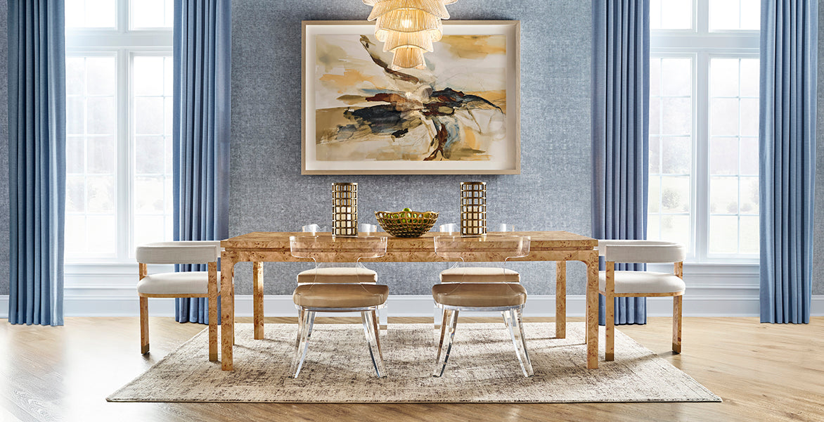 Adams Rectangular Dining Table in Burl Wood
