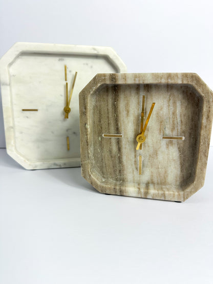 White and Grey Marble Clock