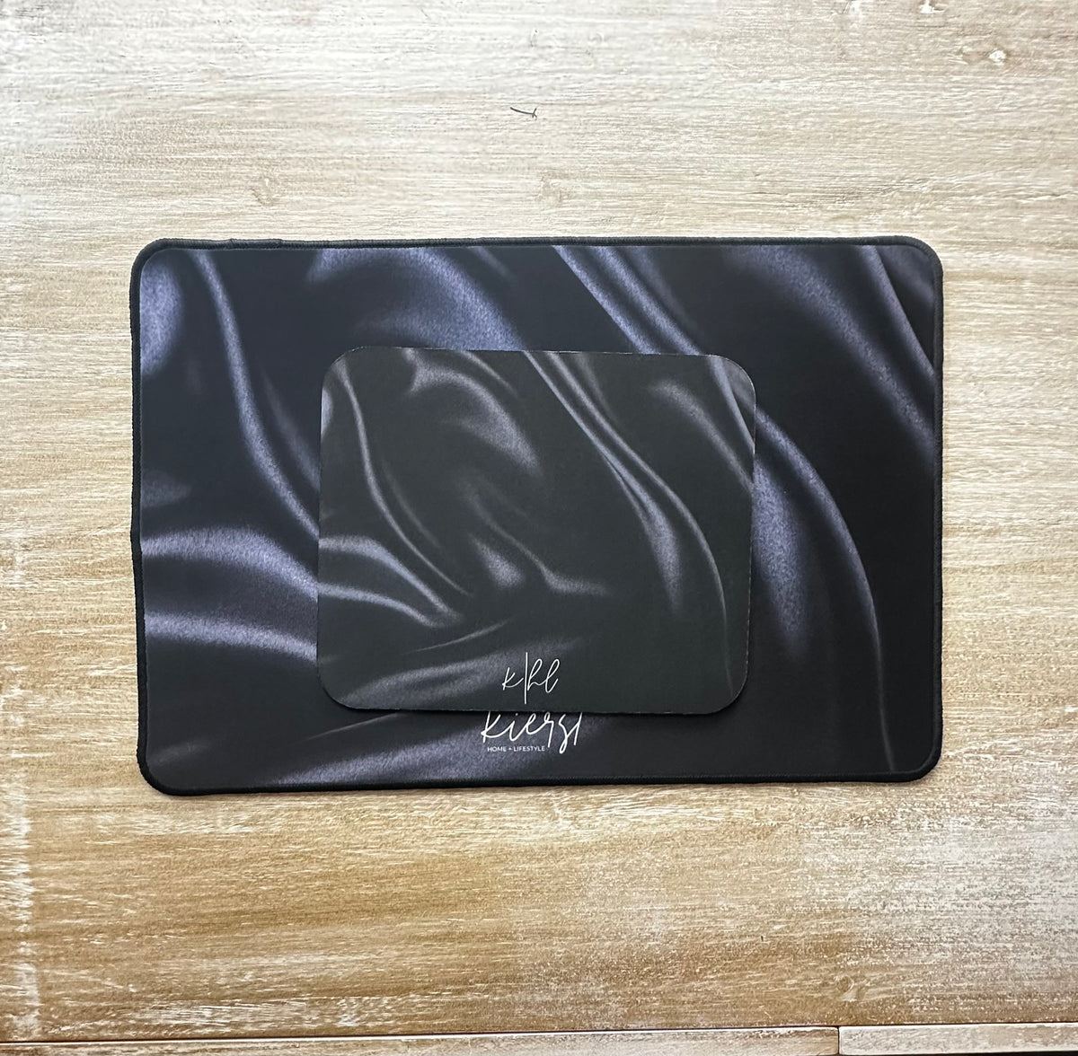 Black Silk Print Desk Mat