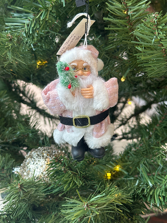 Pink Santa ornament