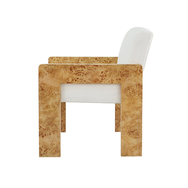Astor Armchair in Burl & White Linen
