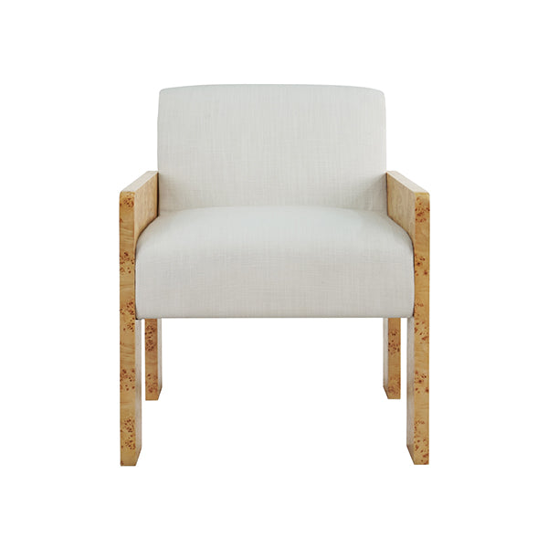 Astor Armchair in Burl & White Linen