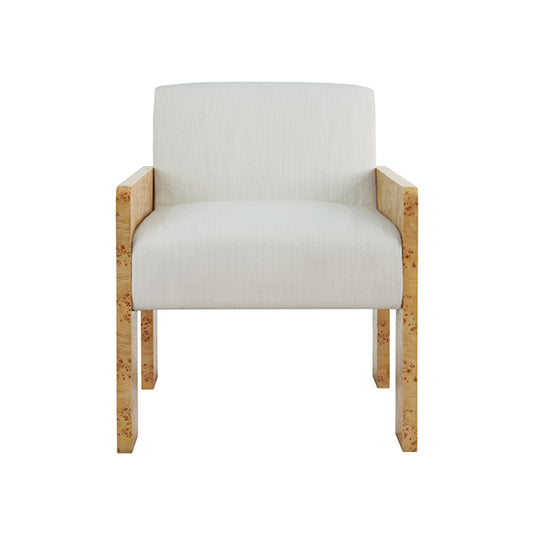 Astor Armchair in Burl & White Linen
