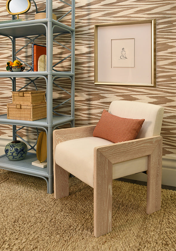 Astor Armchair in Cerused Oak & White Linen