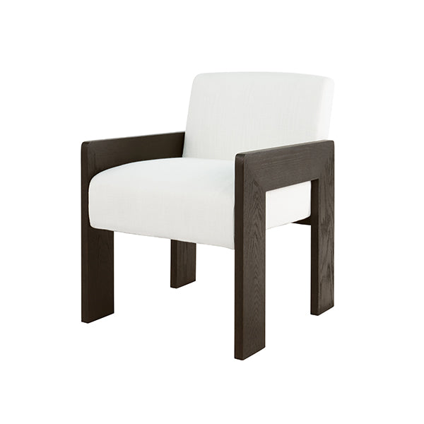 Astor Armchair in Espresso Oak & White Linen