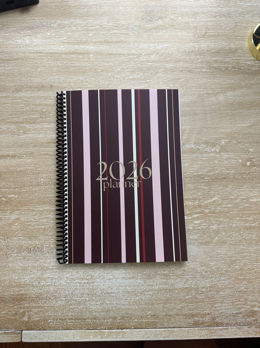 2026 Lifestyle Planner - Signature Pink and Velvet Noir Stripes