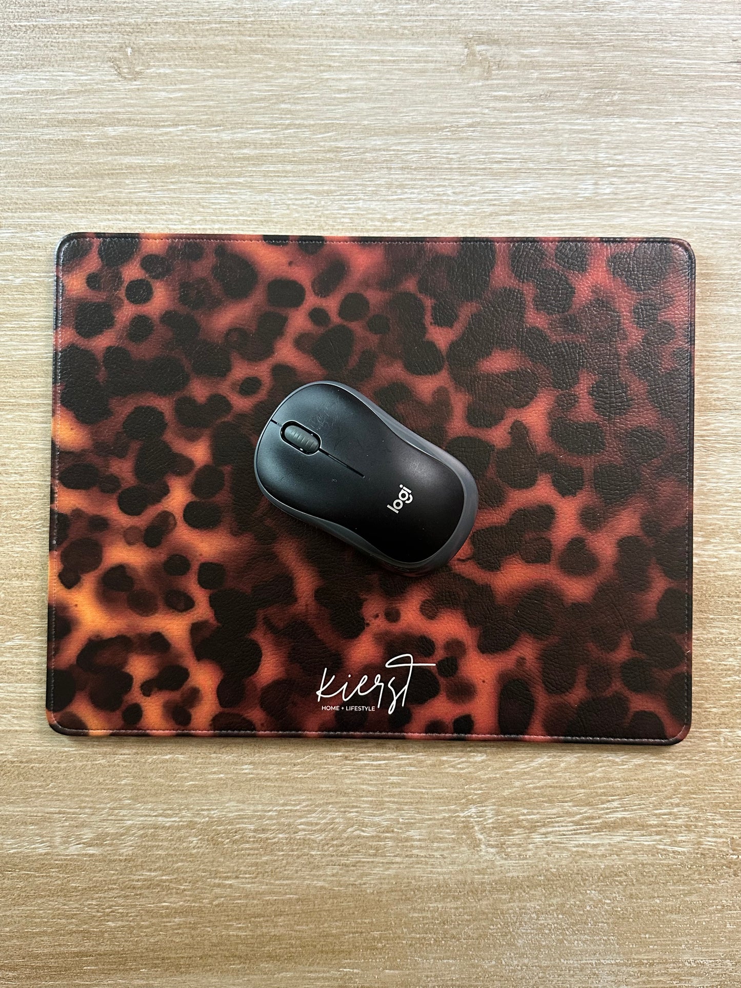Ember Tortoise Faux Leather Mouse Mat
