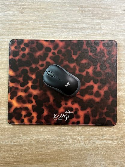 Ember Tortoise Faux Leather Mouse Mat
