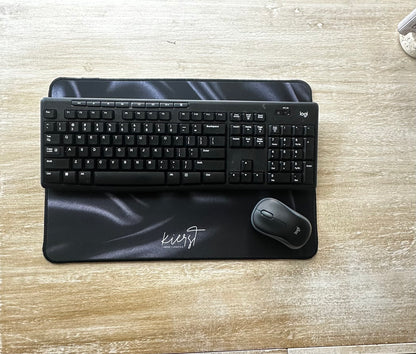 Black Silk Print Desk Mat
