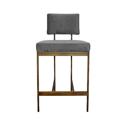Baylor Counter Stool in Grey Velvet & Bronze